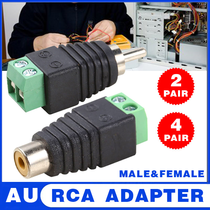Speaker Wire to RCA Female Male Adapter Connector