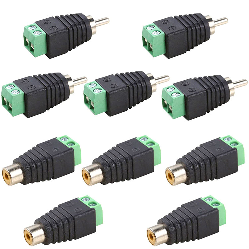 Speaker Wire to RCA Female Male Adapter Connector