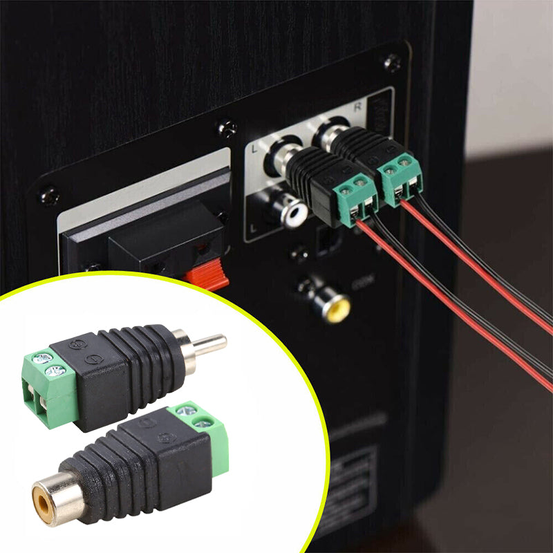 Speaker Wire to RCA Female Male Adapter Connector