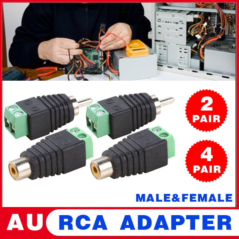 Speaker Wire to RCA Female Male Adapter Connector