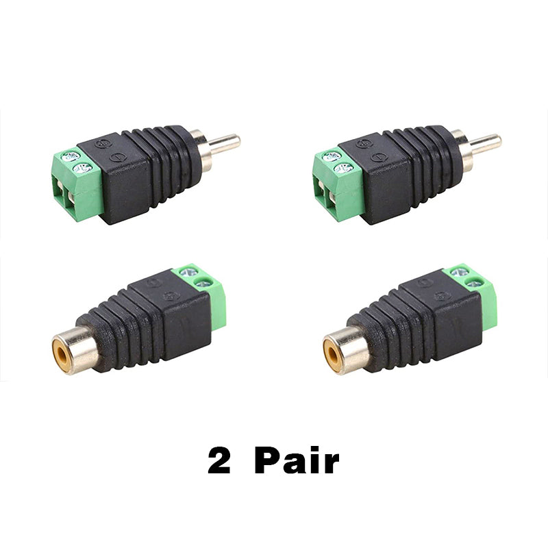Speaker Wire to RCA Female Male Adapter Connector