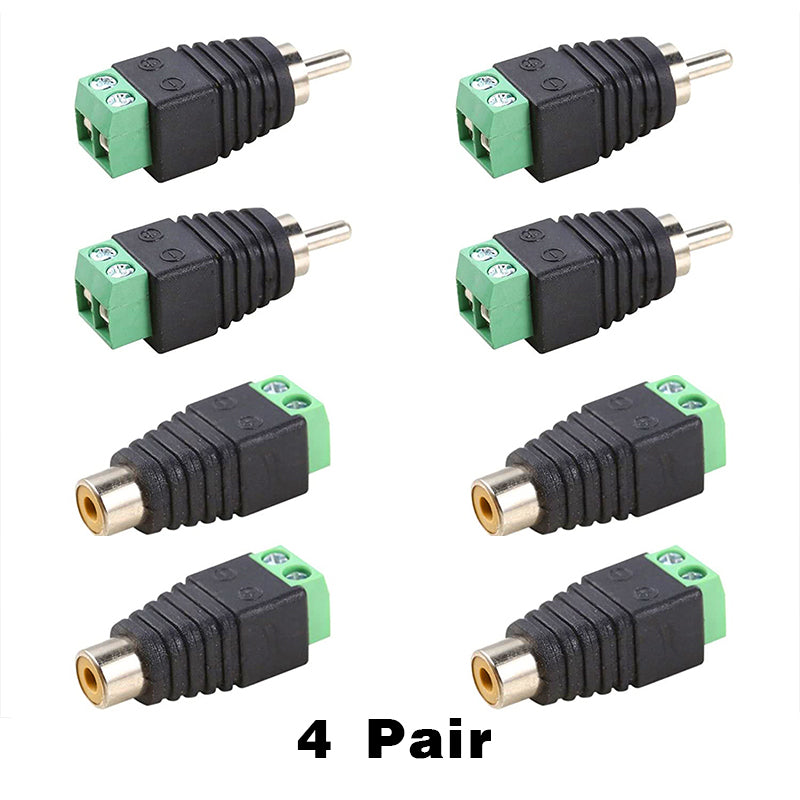 Speaker Wire to RCA Female Male Adapter Connector