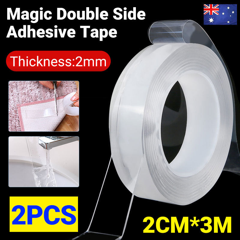 Double-Sided Nano Tape 20mm Clear Reusable Washable Roll
