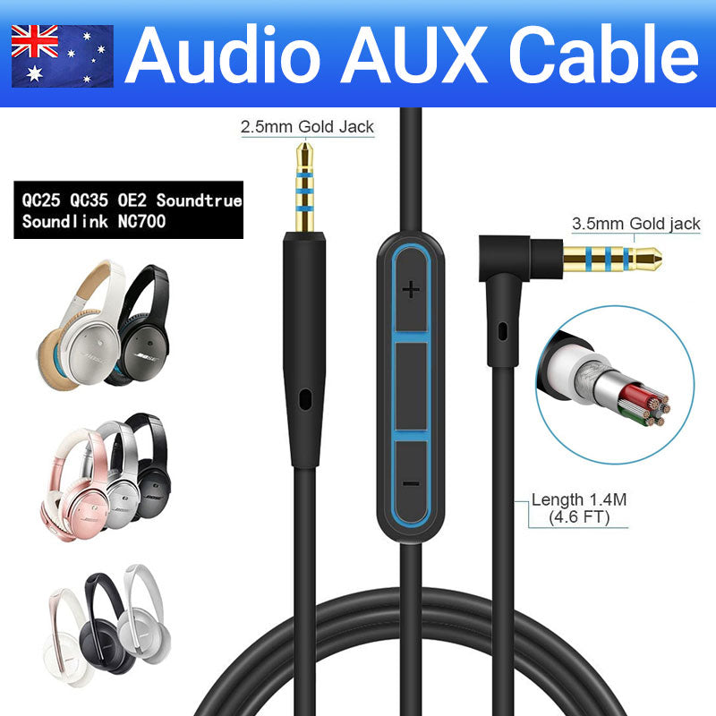 Replacement Cable with Remote Mic for Bose QC25