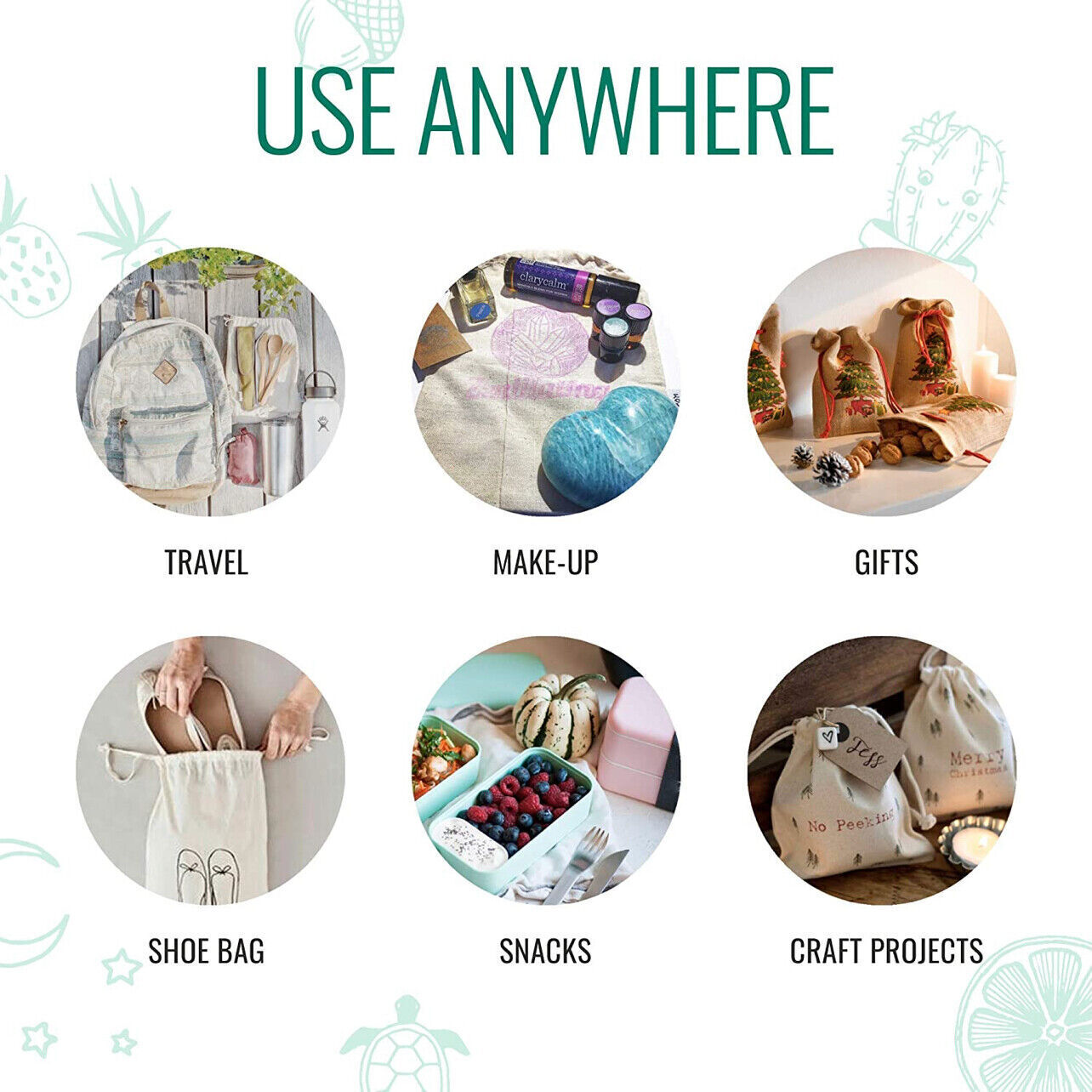 Canvas Drawstring Bags in Bulk Calico Cotton