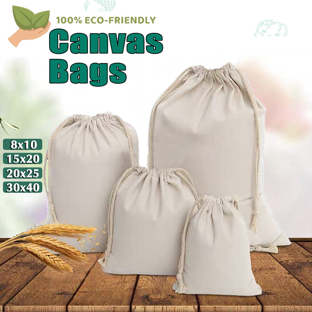 Canvas Drawstring Bags in Bulk Calico Cotton