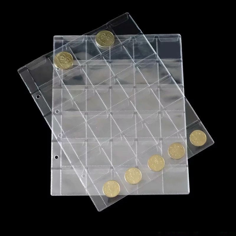 10 Pcs Coin Holder Pages 30 Pockets Clear Plastic Storage Sheets