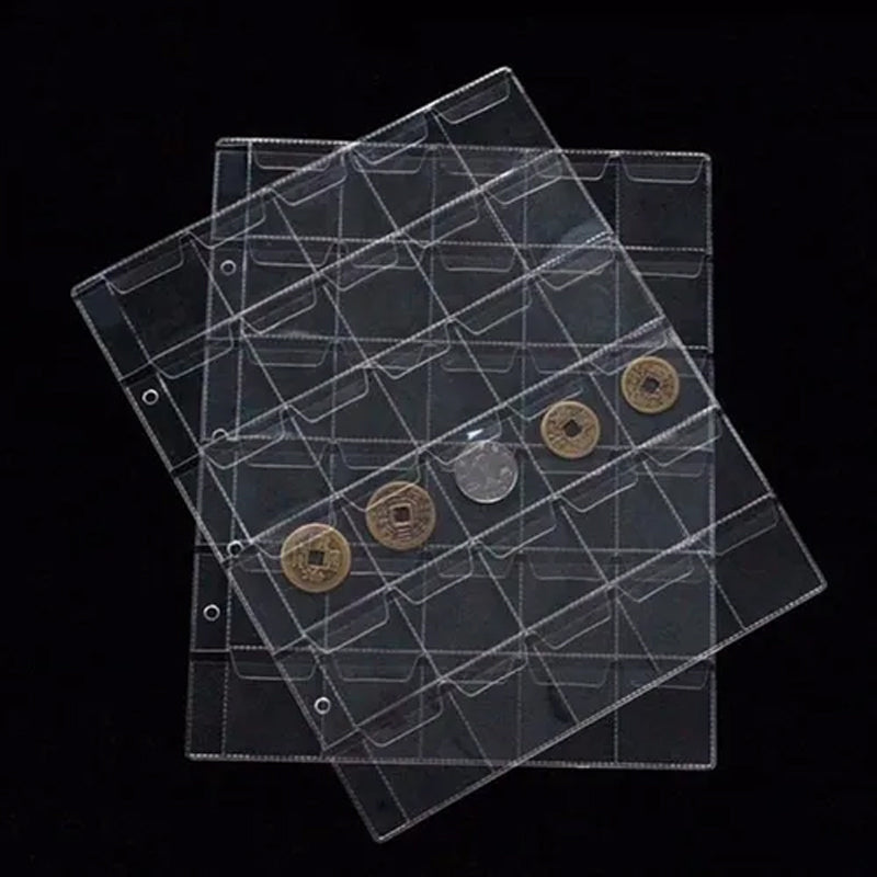 10 Pcs Coin Holder Pages 30 Pockets Clear Plastic Storage Sheets
