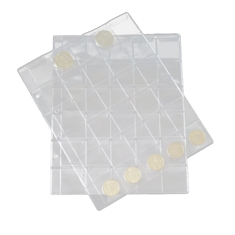 10 Pcs Coin Holder Pages 30 Pockets Clear Plastic Storage Sheets
