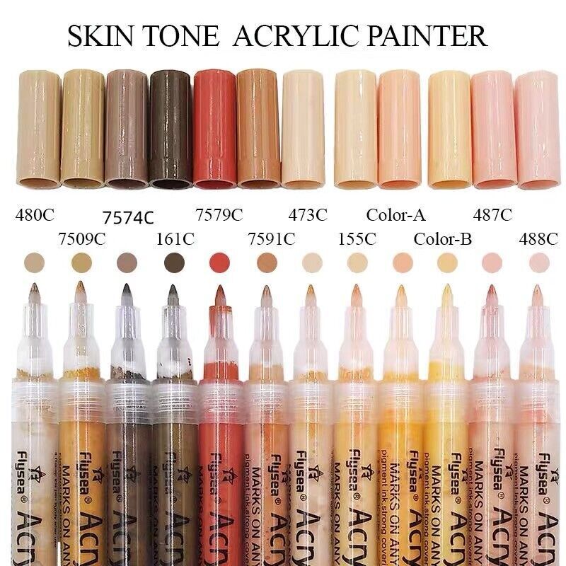 12 Pcs Acrylic Paint Pens Water-Based for Skin Rock Ceramics