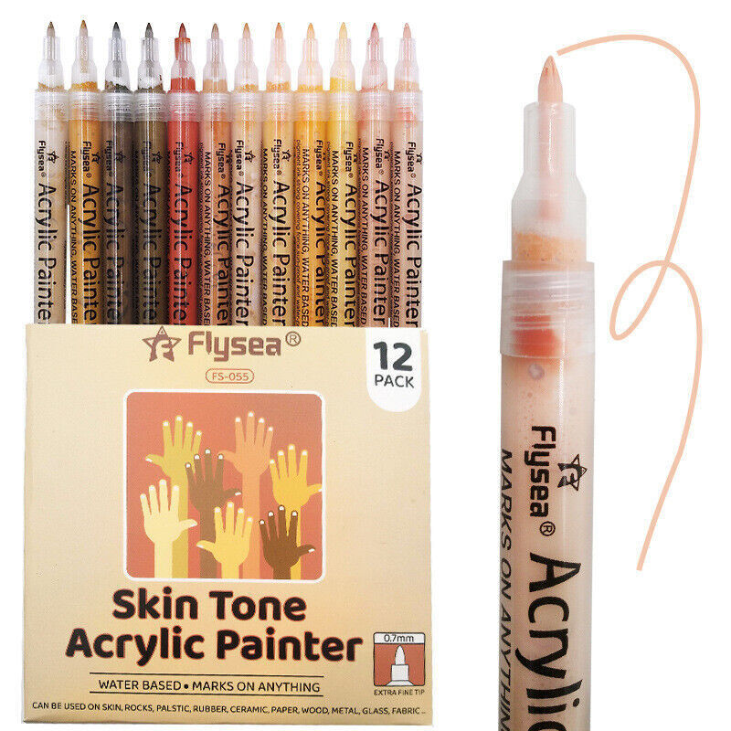 12 Pcs Acrylic Paint Pens Water-Based for Skin Rock Ceramics
