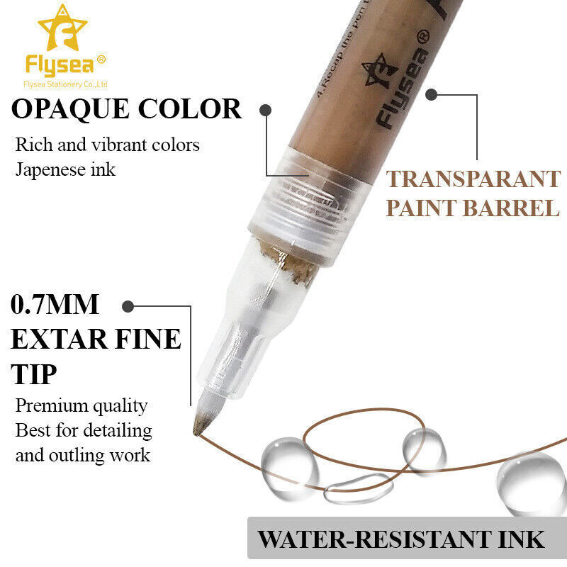 12 Pcs Acrylic Paint Pens Water-Based for Skin Rock Ceramics