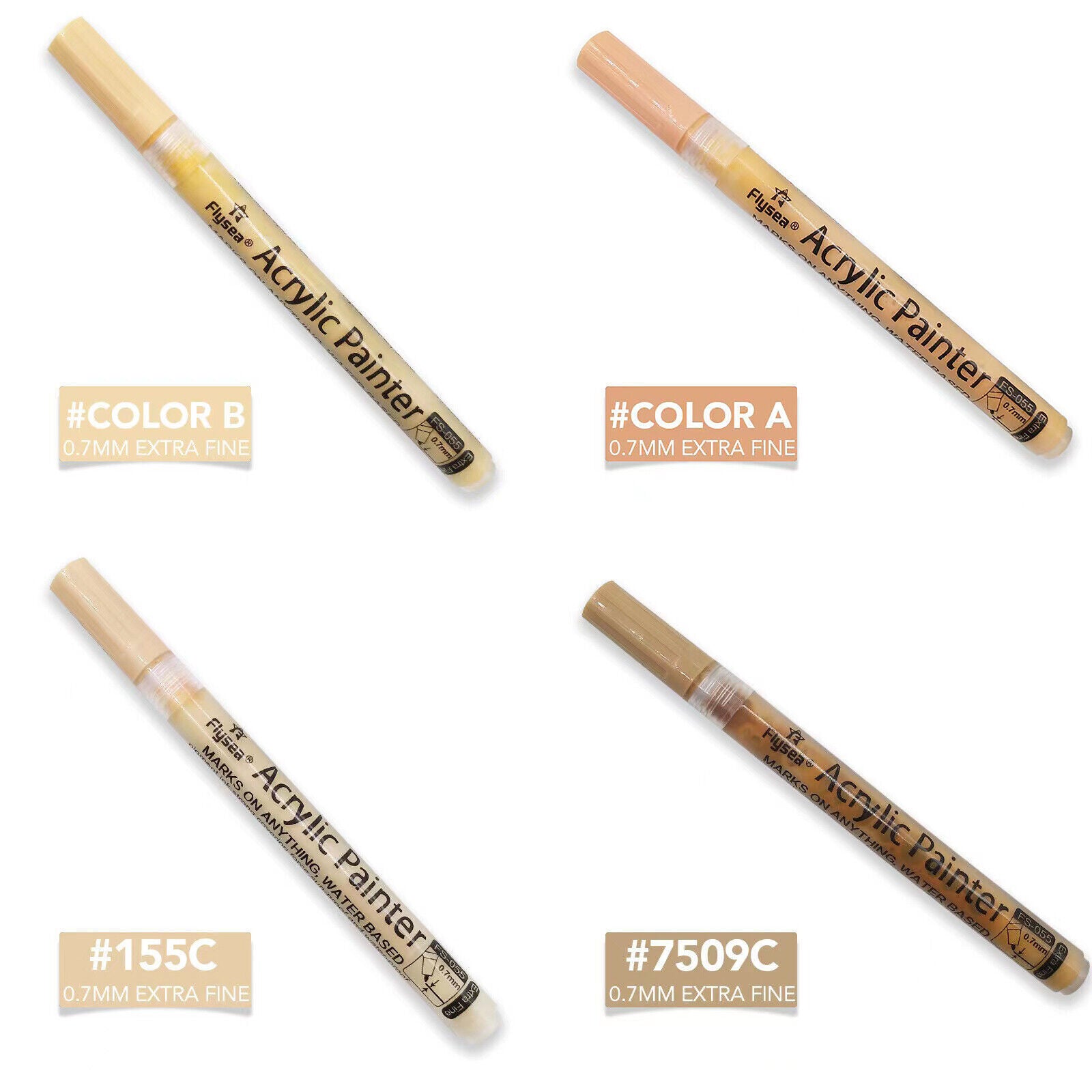 12 Pcs Acrylic Paint Pens Water-Based for Skin Rock Ceramics