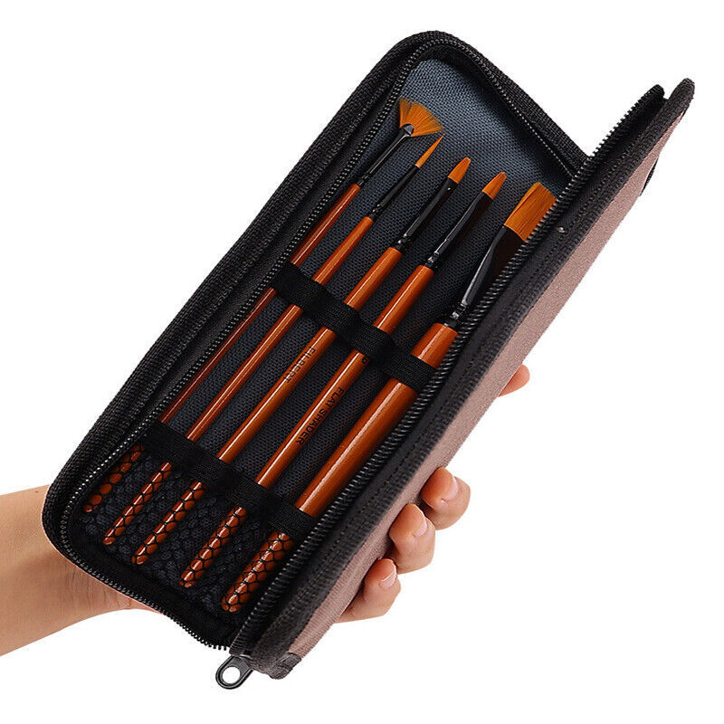 10 Pcs Acrylic Paint Brush Set Taklon Bristles Wooden Handle