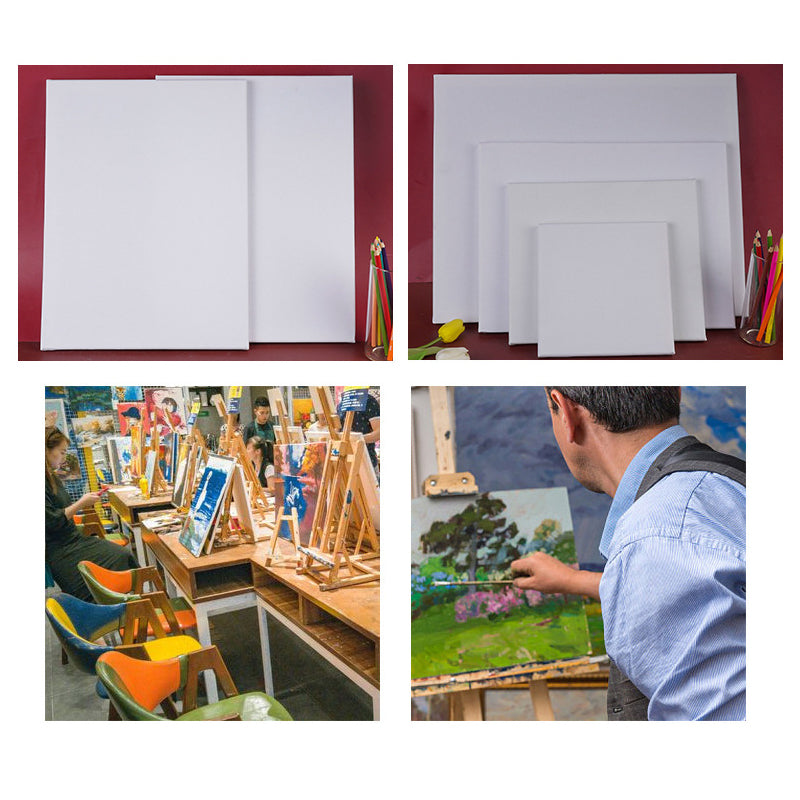 5 Pcs Blank Stretched Canvas Cotton Triple Gesso Primed Acid-Free