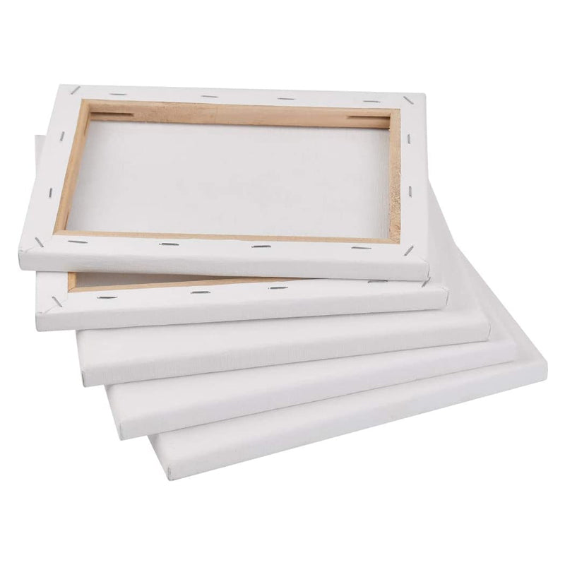 5 Pcs Blank Stretched Canvas Cotton Triple Gesso Primed Acid-Free