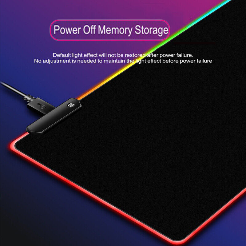 RGB Gaming Mouse Pad Extended 14 Lighting Modes USB Non-Slip