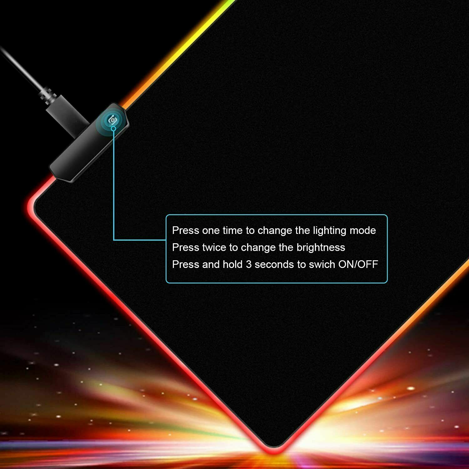 RGB Gaming Mouse Pad Extended 14 Lighting Modes USB Non-Slip