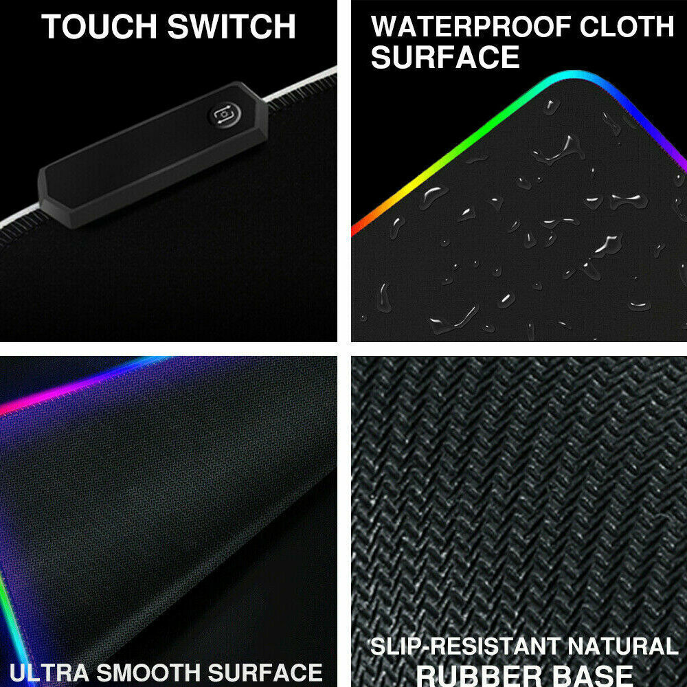 RGB Gaming Mouse Pad Extended 14 Lighting Modes USB Non-Slip