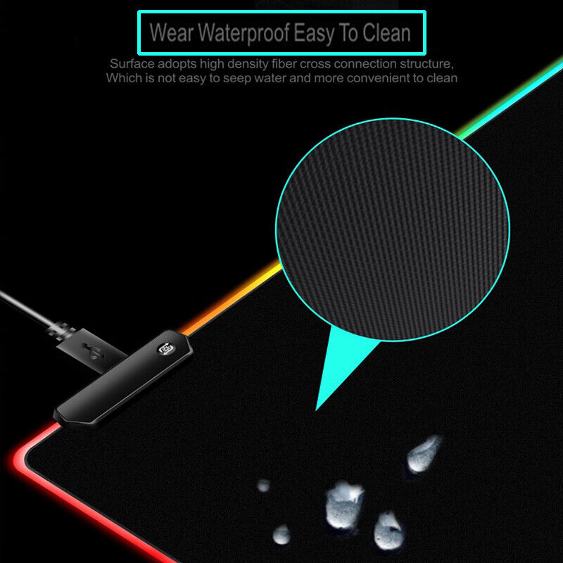 RGB Gaming Mouse Pad Extended 14 Lighting Modes USB Non-Slip