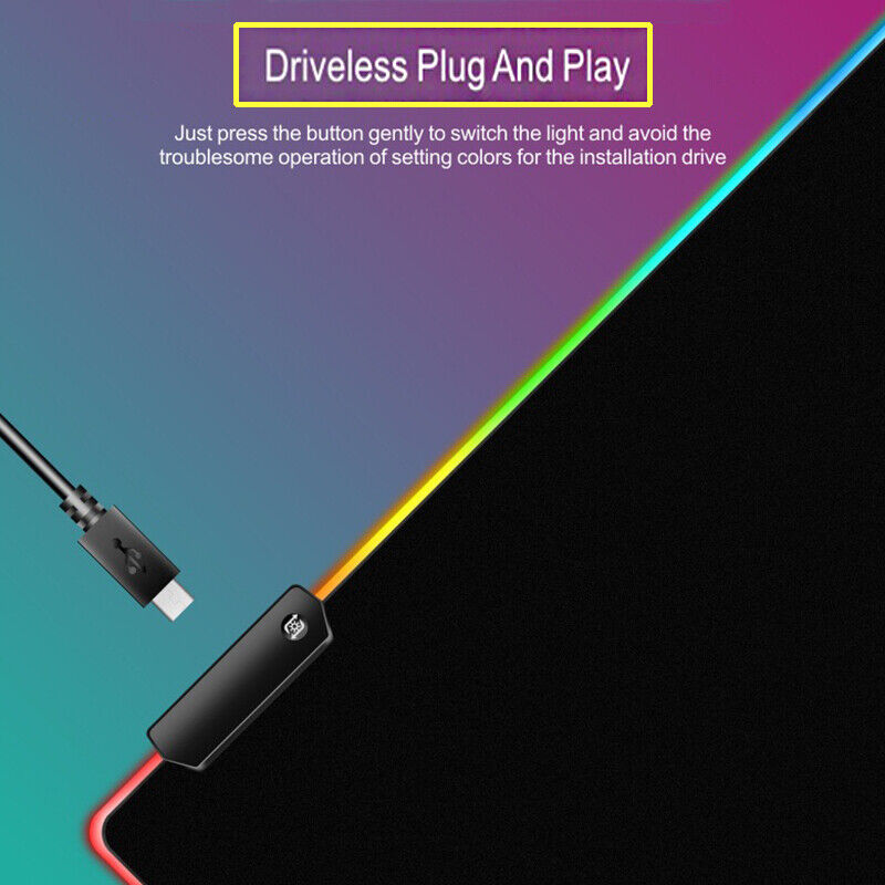 RGB Gaming Mouse Pad Extended 14 Lighting Modes USB Non-Slip