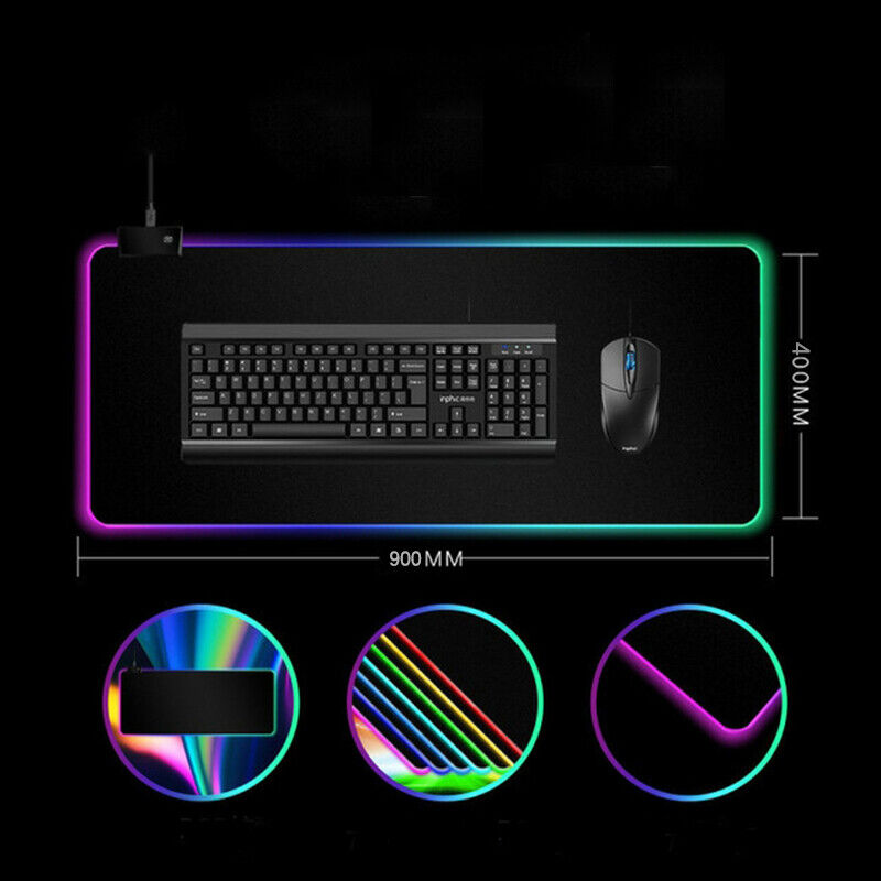 RGB Gaming Mouse Pad Extended 14 Lighting Modes USB Non-Slip