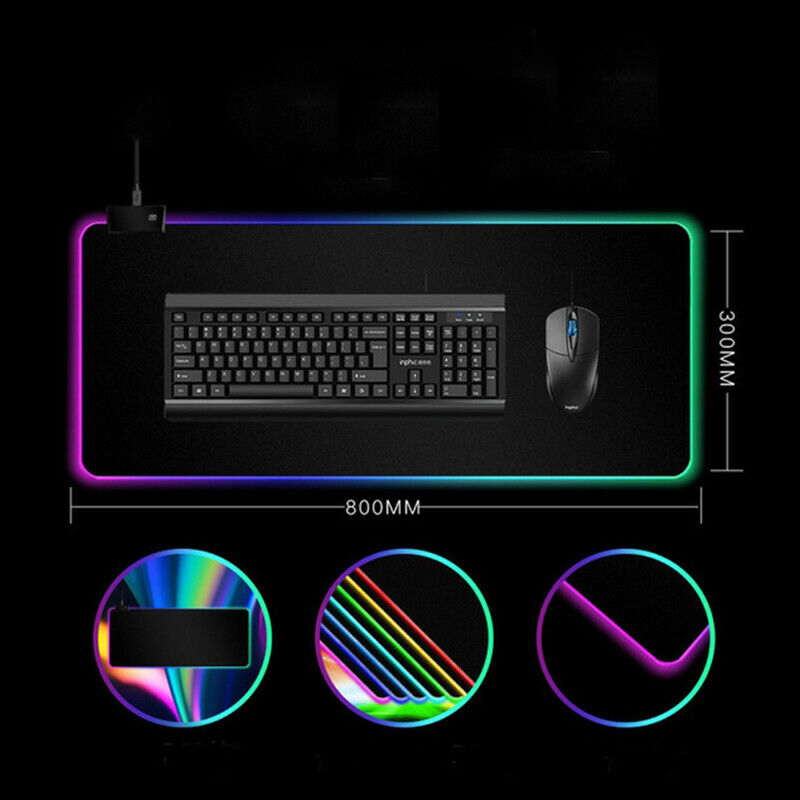 RGB Gaming Mouse Pad Extended 14 Lighting Modes USB Non-Slip