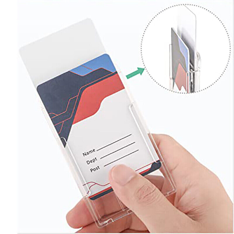5 Pcs Clear ID Card Holder Hard Plastic Vertical Design