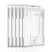 5 Pcs Clear ID Card Holder Hard Plastic Vertical Design