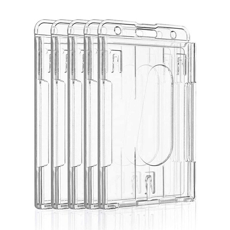 5 Pcs Clear ID Card Holder Hard Plastic Vertical Design