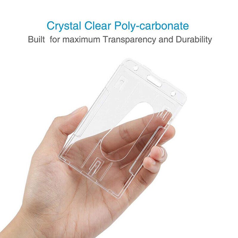 5 Pcs Clear ID Card Holder Hard Plastic Vertical Design