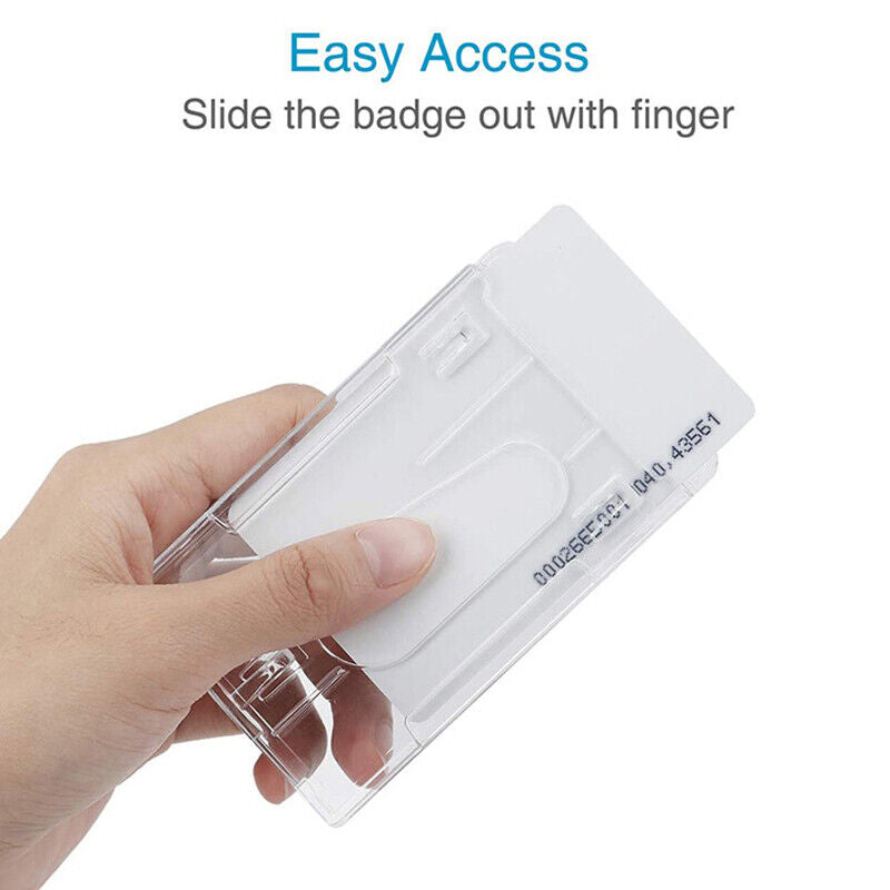 5 Pcs Clear ID Card Holder Hard Plastic Vertical Design