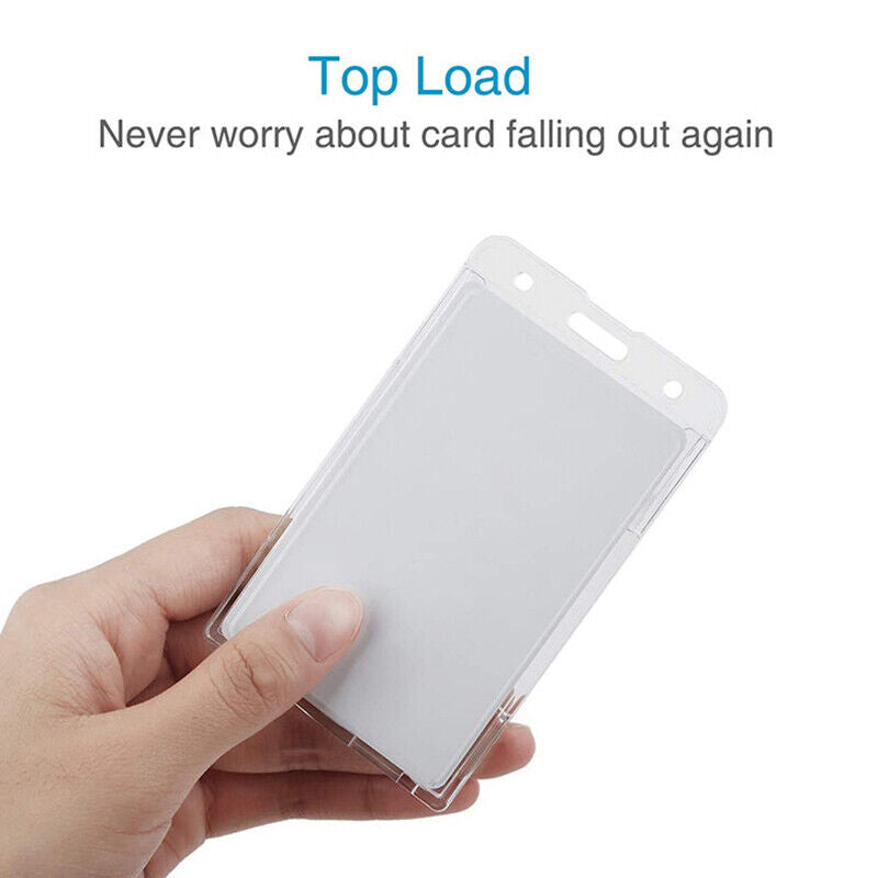 5 Pcs Clear ID Card Holder Hard Plastic Vertical Design