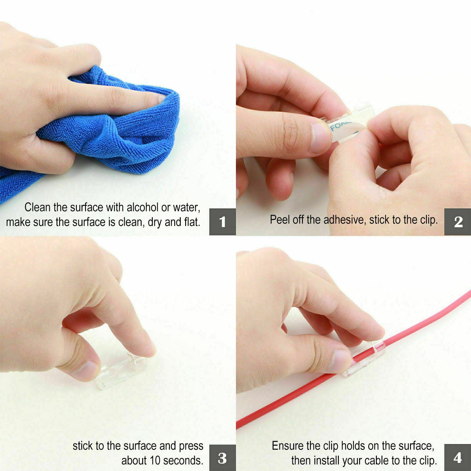 Self-Adhesive Cable Clips Cord Organizer 20-60 Pcs