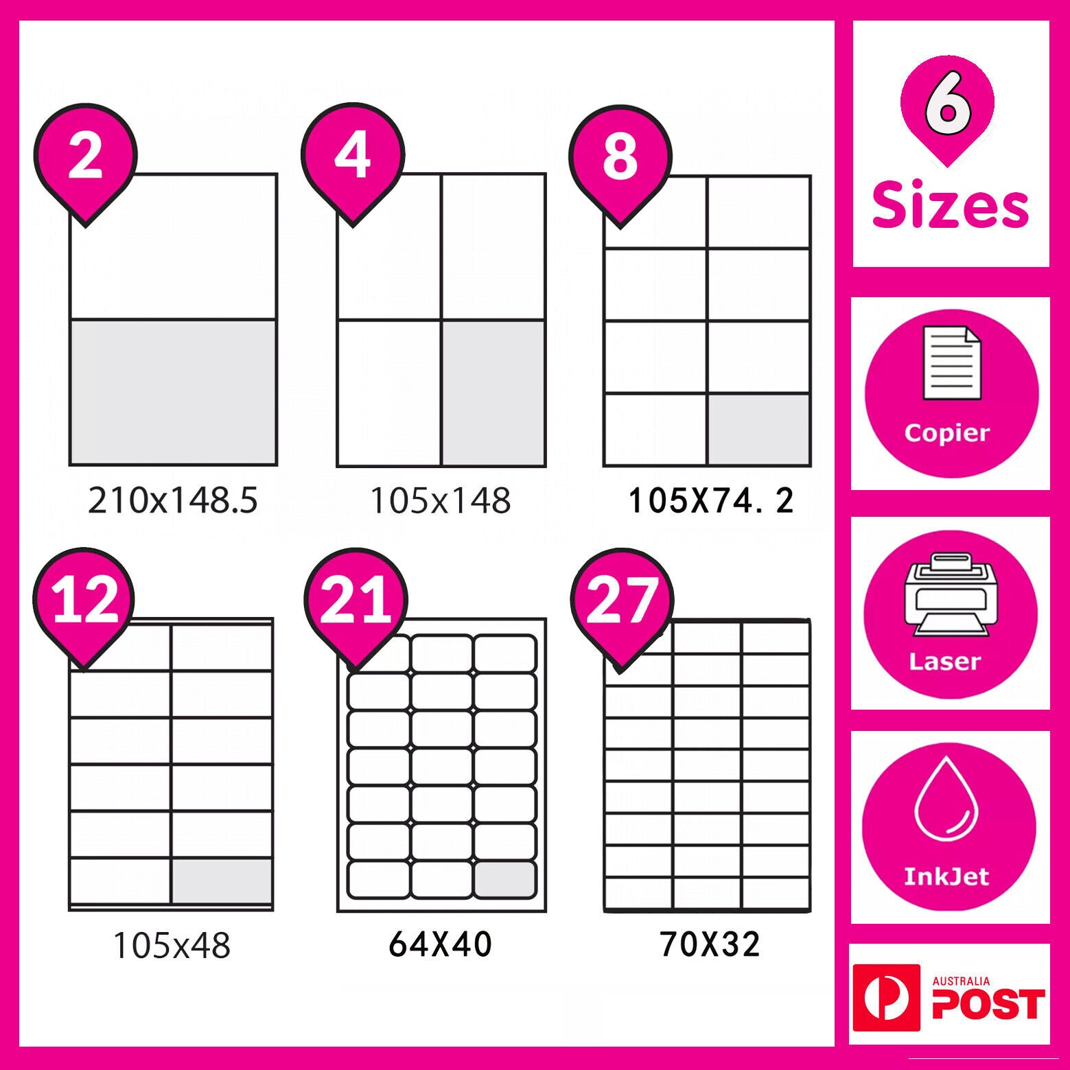 A4 Self Adhesive Sticker Paper Sheet Label Laser Inkjet Print Mailing Address