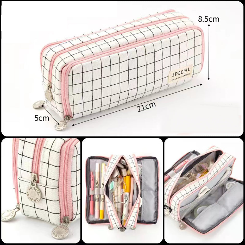 Zipper Pencil Case Large Capacity Foldable with Pockets