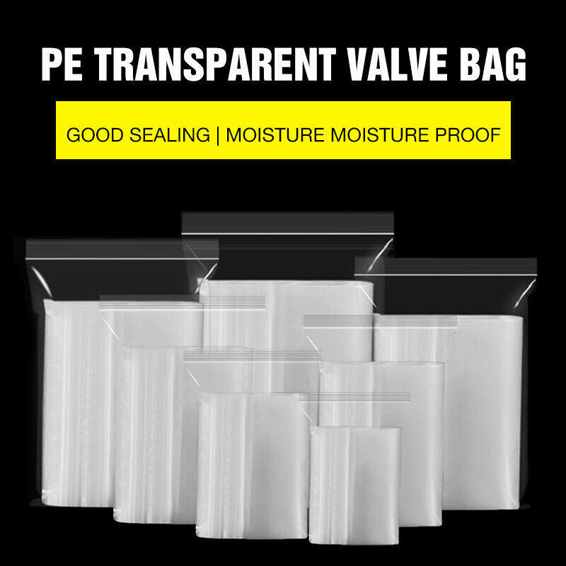 100μm Bulk Clear PE Zip Bags Resealable Storage Pack