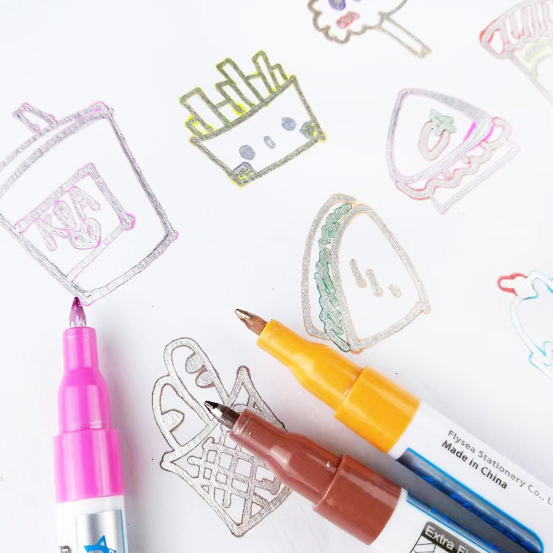 12 Colours Double Line Outline Marker Pens Water-Based