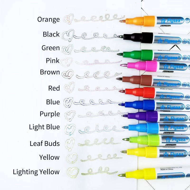 12 Colours Double Line Outline Marker Pens Water-Based