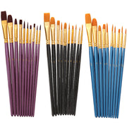10 Pcs Artist Paint Brushes Set Nylon Bristle Wooden Handle