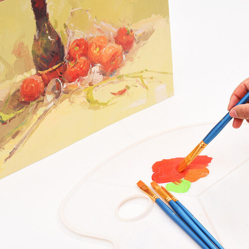 10 Pcs Artist Paint Brushes Set Nylon Bristle Wooden Handle