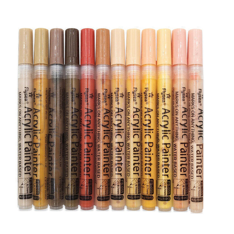 12 Pcs Acrylic Paint Pens Water-Based for Skin Rock Ceramics