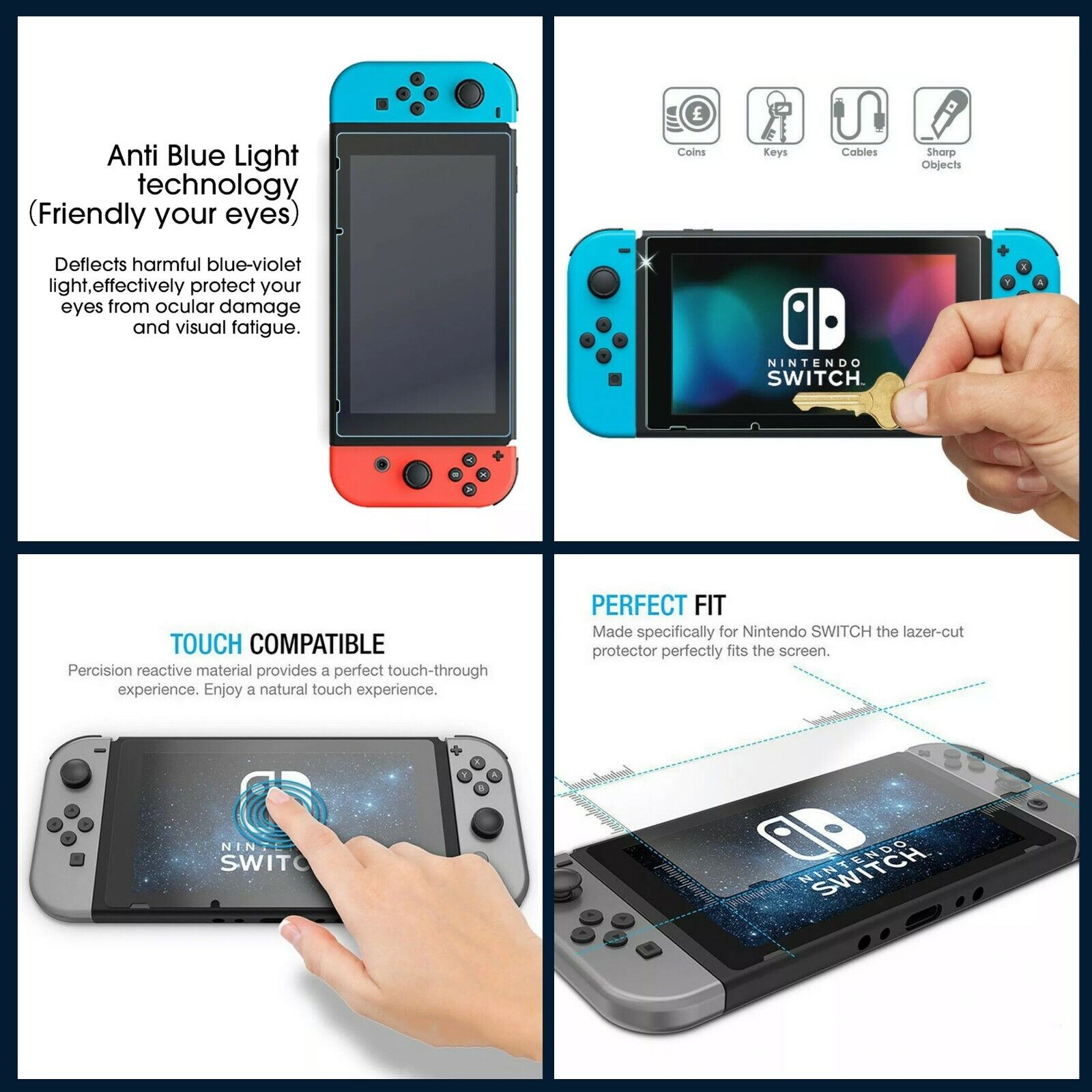 2 Pcs Nintendo Switch Screen Protector 9H Tempered