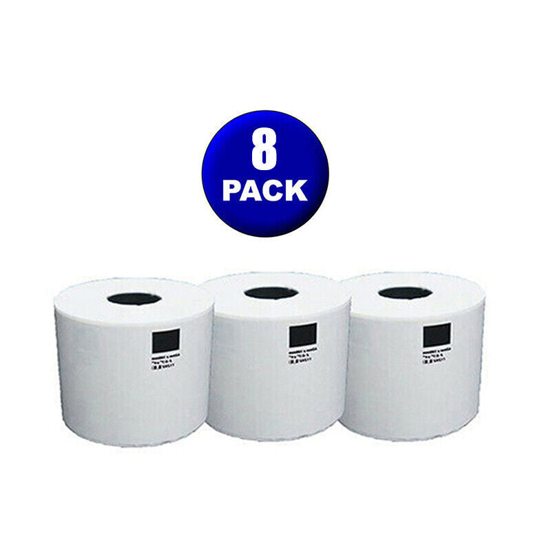 8 Rolls Thermal Label Paper White Continuous Sticker Set