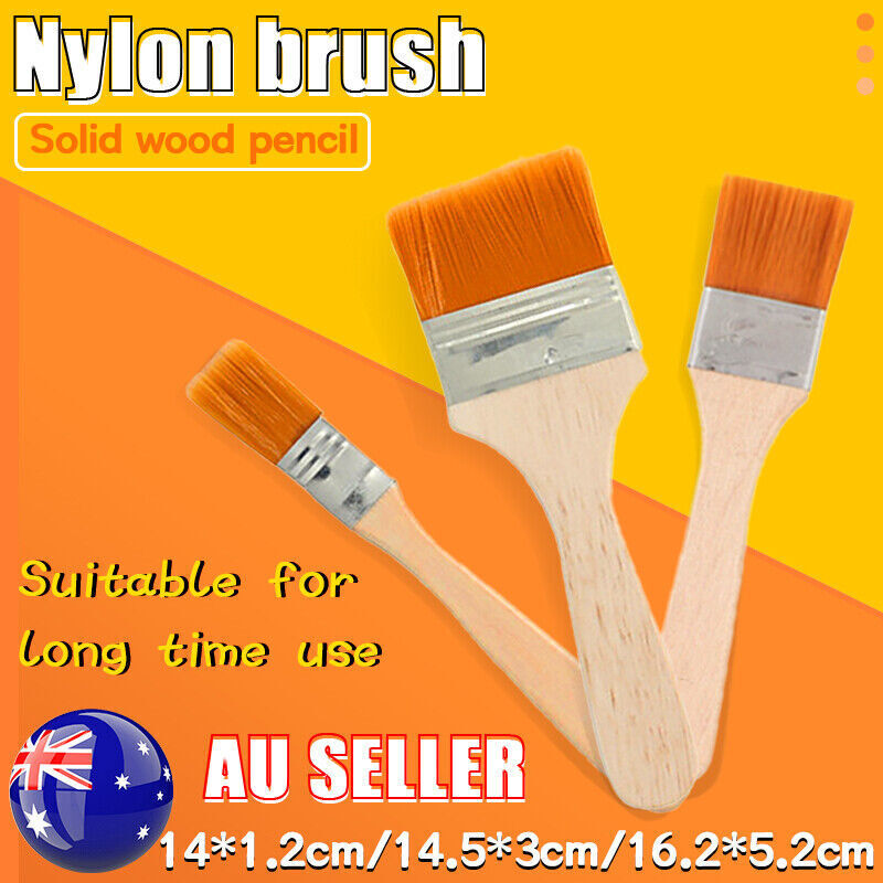 3 Pcs Flat Paint Brush Set with Wooden Handle for Art and Crafts