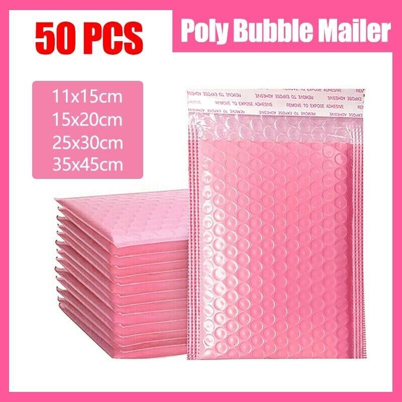 50 Pcs Poly Bubble Mailer Envelopes Pink Padded Bags