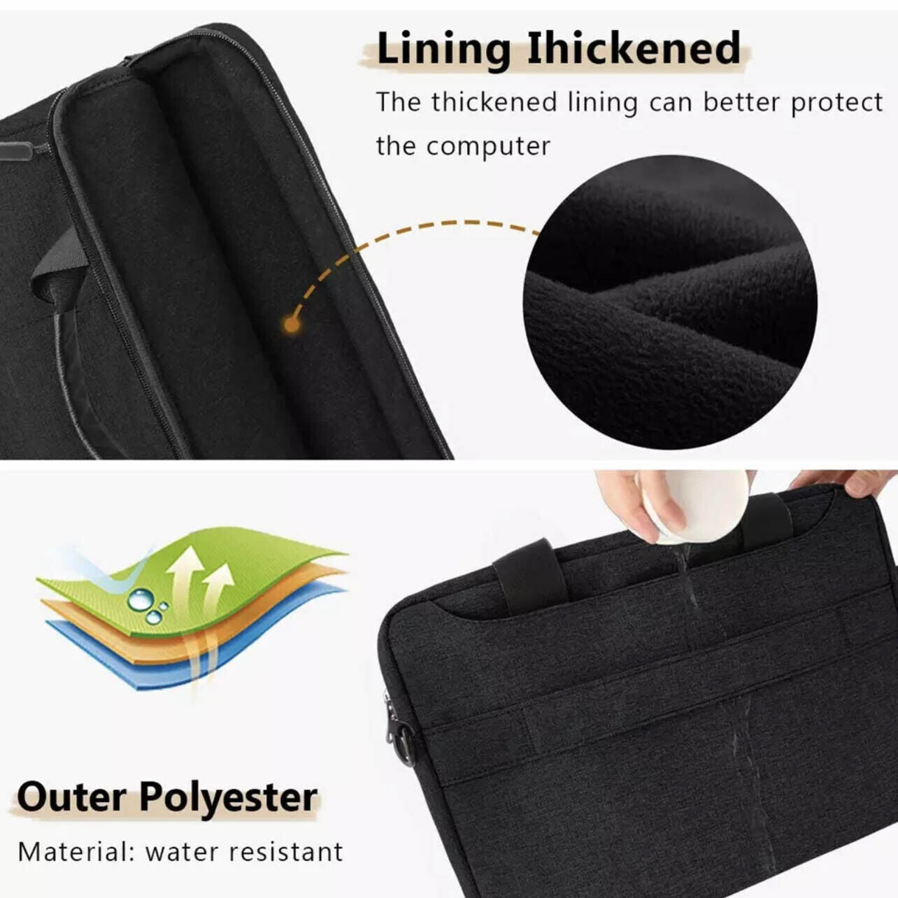 Laptop Sleeve Travel Bag Carry Case for MacBook Air Pro 13" 15.6"  Lenovo Dell