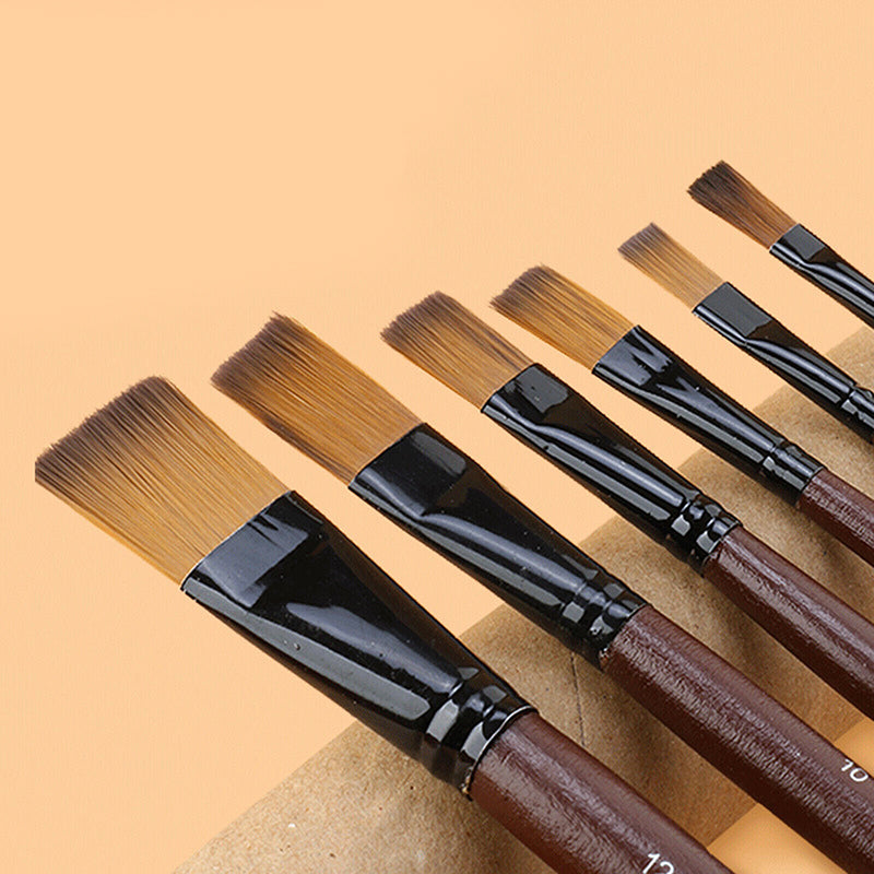 6 Pcs Art Paint Brush Set Nylon Brushes for Acrylic Oil Watercolor