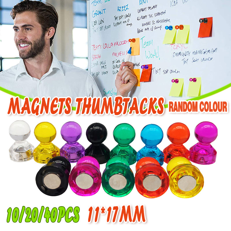 10–40 Pcs Magnetic Push Pins for Fridge and Whiteboard