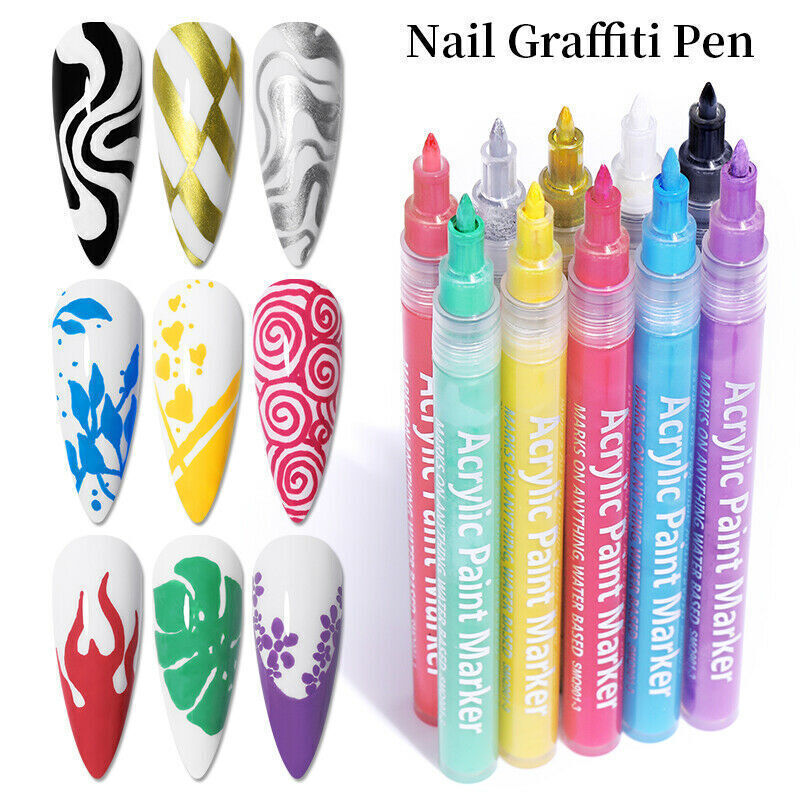 1/10 Pcs Nail Art Pen Fine Line for 3D Designs DIY Painting